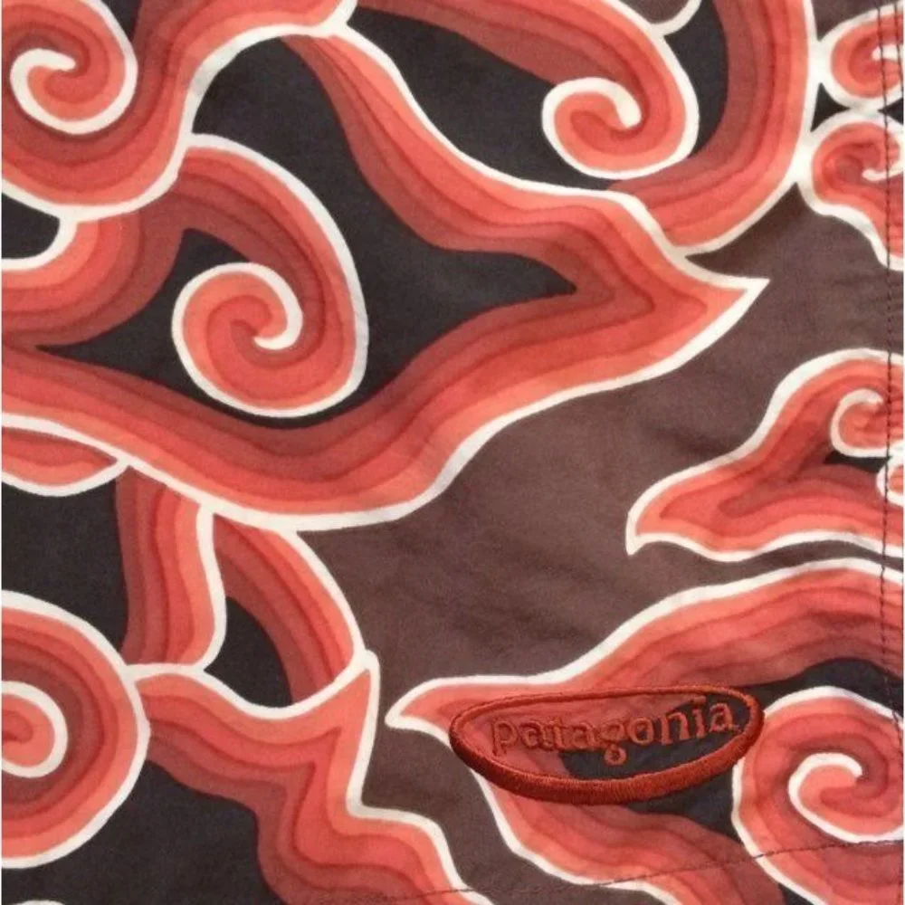 Patagonia Board Shorts 32 Pataloha Brown Orange White Wave HTF - Picture 2 of 4
